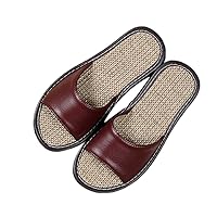 Summer Male Lady Home Indoor Couple Linen Leather Slippers Wooden Floor Casual Cool Slippers