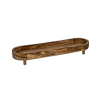 Creative Co-Op Mango Wood Footed Tray for Storage and Serving, Natural