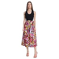Donna Morgan Women's Floral Printed Sleeveless A-line Two-fer Dress