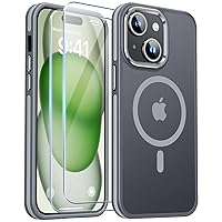 JAME for iPhone 15 Case, iPhone 15 Phone Case with 2 Tempered-Glass Screen Protectors, [Compatible with Magsafe], [Military-Grade Protection], Shockproof Slim Fit Phone Case for iPhone 15 Case, Grey