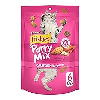 Purina Friskies Cat Treats, Party Mix California Crunch With Chicken - (Pack of 6) 6 oz. Pouches
