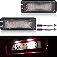 Xenon White LED License Plate Lights for MK5 GTI MK6 MK7 Golf 5 Glof 6 Golf 7 New Beetle Passat CC Rabbit Eos Phaeton Polo Lupo Rear License Plate Lamps with Can-bus Error Free