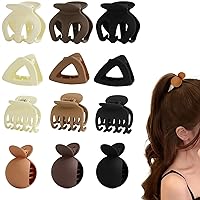 12Pcs Small Claw Clips for Women Girls, Medium Matte Hair Claw Clips for Thick Thin Hair Strong Hold Ponytail Claw Clips Octopus Double Row Teeth Claw Hair Accessories (Neutral)