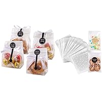 YunKo 100PACK Cookie Bags for Gift Giving and 200 Pack Self Sealing Cellophane Bags Clear Cookie Bags 4x6IN With Stickers