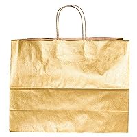Premier Retail Bags-Gold-16x6x12.5 inch 100ct Metallic Colors on Kraft Bags-Gold 100 Count, 16 x 6 x 12.5 inch