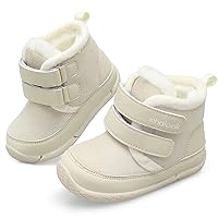 XIHALOOK Toddler Boys Girls Winter Boots Cold Weather Kids Warm Faux Fur Shoes with Two Hook and Loop