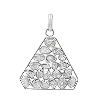 2.50 CTW Natural Diamond Polki Trillion Pendant 925 Sterling Silver Platinum Plated Slice Diamond Jewelry
