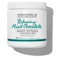 EVOLUTION18 Relaxing Mint Chocolate, Collagen Peptides Powder with Probiotics & MCTs for Healthy Skin, Nails & Hair Growth, 6.2 Oz (15 Servings)