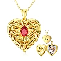 10K 14K 18K Solid Gold Heart Locket That Holds Pictures Personalized Sunflower/Starburst/Cross/Rose/Wings/Lotus/Butterfly/Turtle/Celtic Locket Necklace Gift for Women Men