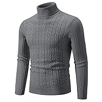 Turtleneck Sweater Men Fashion Solid Color Long Sleeve Jumper Jacquard Soft Warm Knit Sweaters Chunky Pullover Tops