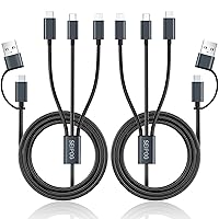 Multi Charging Cable 5 in 1, 2 Pcs 4FT USB C/A Multi Charger Cable to Type-C/Micro USB Port, Nylon Braided USB C Multiple Charger Cable, Universal Multi Phone Charger Cable for Cell Phones and More