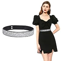 Rhinestone Elastic Belt for Women,Stretchy Shiny Crystal Belt Bling Wide Waist Belt for Women Dress