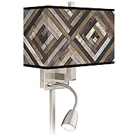 Woodwork Diamonds LED Reading Light Plug-in Sconce with Print Shade