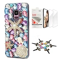 STENES Sparkle Case Compatible with Samsung Galaxy Note 20 Ultra Case - Stylish - 3D Handmade Bling Starfish Shell Dolphin Design Cover Case with Screen Protector [2 Pack] - Colorful