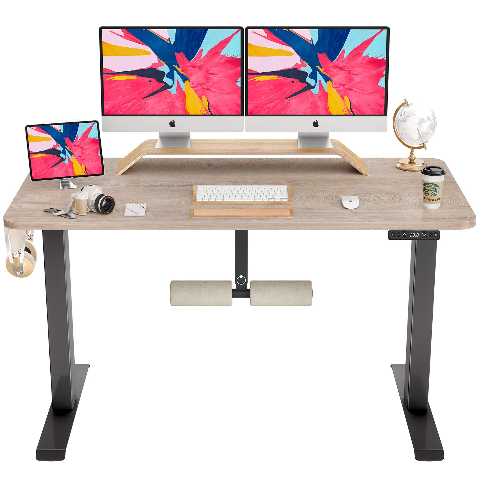 FAMISKY Standing Desk Dual Motors, Adjustable Height Electric Stand up Desk with Footrest, 55 x 24 Inches Sit Stand Home Office Desk, Ergonomic Wor...