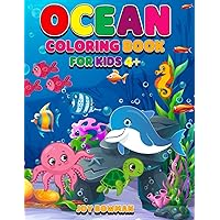 Ocean Coloring Book For Kids Ages 4 - 8: 55 Enchanting Illustration of Under the Sea Life and Animals. Cute Designs of Dolphins, Whales , Fish, Jellyfish and Many More.
