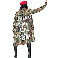 Sexy Camouflage Jacket for Women Army Fatigue Long Cargo Jackets Trench Coat Plus Size