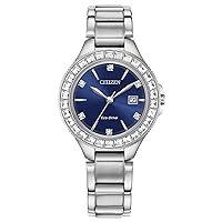 Ladies' Silhouette Crystal Eco-Drive Watch, 3-Hand Date, Stainless Steel