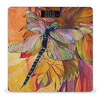 Vineyard Fantasy Dragonfly Digital Bathroom Scale for Body Weight Lighted Large LCD Display Round Corner Home