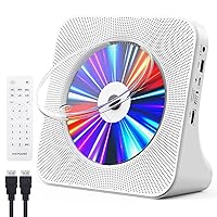 Gueray DVD Player for TV CD Player for Home with Bluetooth Speakers Supports Remote Control Display FM Radio with USB Card Playback 3.5 mm AUX Alarm Clock All Region Free with AV Dust Cover White