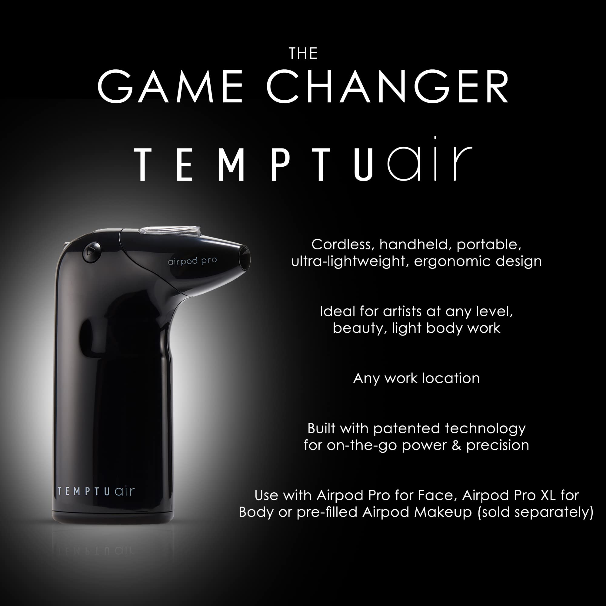 TEMPTU Air: Cordless Airbrush Makeup Tool for Instant Blending and a Natural Luminous Look - Professional Airbrush Makeup System for Use with TEMPTU Makeup Airpods - Available in 3 Colors