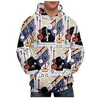 Men Fashion Print Sweaterwear Fall Long Sleeve Casual Pullover Tops Padded Loose Oversized Hoodies Sweatshirt Mens Pullover Hoodies with Zippers Lightweight Hoodie Men Full Zip Blouse Tops