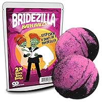 Gears Out Bridezilla Bath Balls - Cartoon Zombie Bride and Groom Design - XL Bath Bath Bombs for Women - Pink and Black, Handcrafted in America, 2 pk