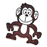 Nipitshop Patches Cute Monkey Brown Monkey eat Banana Cartoon Kids Patch Embroidered Iron On Patch for Clothes Backpacks T-Shirt Jeans Skirt Vests Scarf Hat Bag
