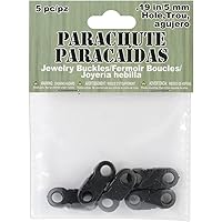 Pepperell Parachute Cord Jewelry Buckles, 5mm, Black, 5-Pack