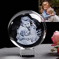 Custom Glass Photo Ball,2D Laser Engraved Crystal Photo Ball with Base,Custom Crystal Photo,Customized Gifts for Him Her Birthday (with Crystal Base,6 cm)