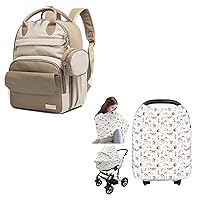 KeaBabies Diaper Bag Backpack & Car Seat Covers for Babies - Multifunctional Travel Diaper Back Packs, Nursing Cover, Maternity Baby Changing Bags, Baby Car Seat Cover, Compact 12L Capacity