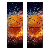 Flame Basketball Ball Microfiber Gym Towels Sports Fitness Workout Sweat Towel Fast Drying 2 Pack 12 Inch X 35 Inch