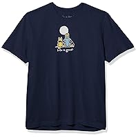 Men's Jake and Rocket Moon Cotton Tee, Crewneck, Short Sleeve Graphic T-Shir, Darkest Blue, Small