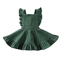 Karuedoo Baby Girls Velvet Suspender Skirt Infant Toddler Ruffled Casual Strap Sundress Summer Outfit Clothes