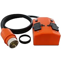 AC WORKS [SS2PDU] 50A 125/250V SS2-50P/ CS6365 Plug to PDU Outlet Box (GFCI & Breakers) (10FT)