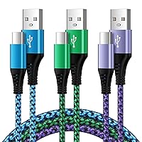 Samsung S24 USB C Cable 3A Fast Charging 3-Pack [1.6/3/6ft] for Google Pixel 8 7a 7 Pro 7 6a 6 Pro 5,USB A to Type C Android Phone Charger Cord for Galaxy A15 A14 5G/A25/A54/A23/S23/S22/S21/A53/A13