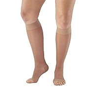 Ames Walker AW Style 41 Sheer Support 15-20 mmHg Moderate Compression Open Toe Knee High Stockings Nude Medium