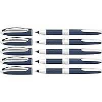 One Change Rollerball Pen, Refillable, 0.6 mm Ultra-Smooth Tip, Blue/White Barrel, Blue Ink, Box of 5 Pens (183703)