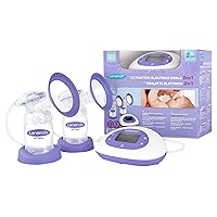 Lansinoh Breast Pump 2-in-1 Double Electric Breast Pump Breastfeeding Milk Breastpump, ComfortFit breast cushions, Let-down and expression customisable pumping modes, mains or battery operated