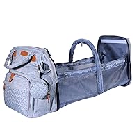 Diaper Bag Backpack with Changing Station, Baby Bag for Boys & Girls-Baby Shower Gifts, Multifunctional diaper backpack Large Capacity (Grey)