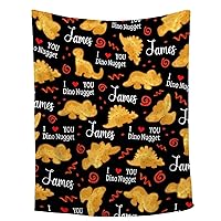 Custom Chicken Nuggets Blanket - Personalized Dino Nugget Blanket - Funny Food Custom Name Blanket - 60