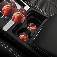 Fresh Peaches Car Cup Holder Coasters 2 Pack Auto Anti Slip Insert Coaster with A Finger Notch Rubber Cup Mat Drink Pad Universal Car Interior Accessories