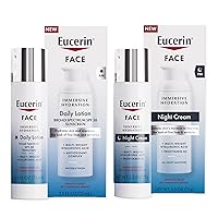 Face Immersive Hydration Combo Pack, Daily Face Lotion with SPF 30, 2.5 Fl Oz Bottle + Night Cream with Hyaluronic Acid, 2.5 Oz Bottle