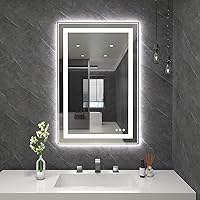 ANTEN 36” x 24” LED Bathroom Mirror with Frontlit and Backlit, Anti-Fog Lighted Mirrors for Bathroom Wall, 3 Colors, Stepless Dimmable Vanity Mirror with Lights, LED Vanity Mirror with Memory Function