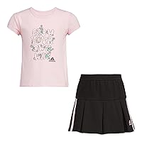 Girls Short Sleeve Tee & Pleated Skort Sporty Outfit Set