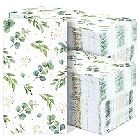 gisgfim 100Pcs Greenery Paper Napkins Disposable Eucalyptus Leaf Guest Towel Sage Green Leaves Hand Napkins for Bathroom Home Dinner Party Decorative Birthday Baby Shower Woodland Supplies Decoration