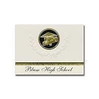 Blum High School (Blum, TX) Graduation Announcements, Presidential style, Basic package of 25 Cap & Diploma Seal. Black & Gold.