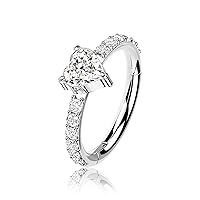 Premium Body Jewelry - Titanium Segment Ring with Crystal Heart