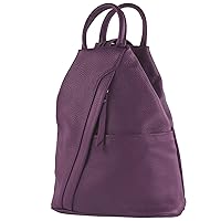modamoda de - T180 - Women's Backpack Bag Made of Italian Leather, purple, siehe Beschreibung