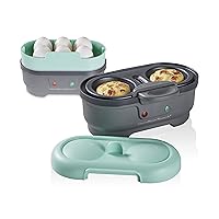 Sous Vide Style Electric Egg Bite Maker, Hard Boiled Egg Cooker & Poacher with Removable Nonstick Tray, Makes 2 in Under 10 Minutes, Teal (25511)